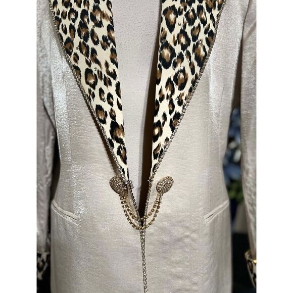 Solini New York Animal Print Rhinestone Jacket Size 12 - Picture 2 of 7